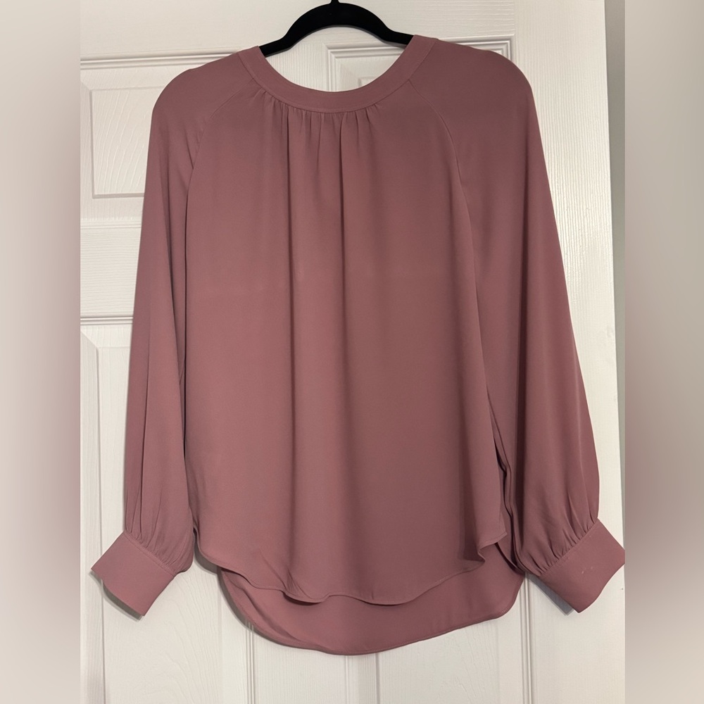Ann Taylor Purple and Pink Cuffed Sleeve Blouse